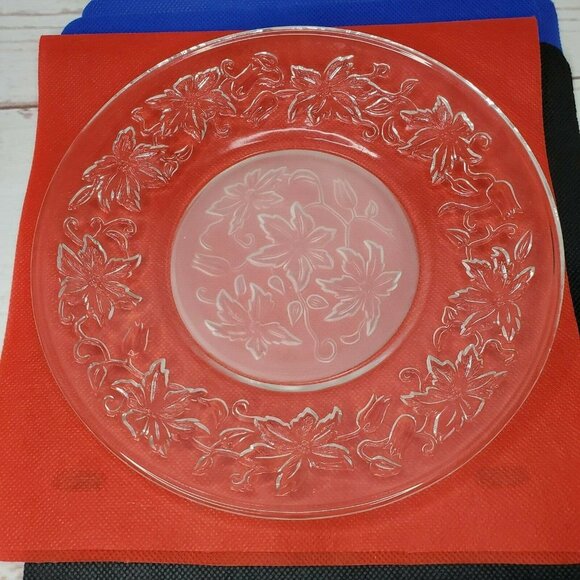 Rare Frosted Crystal Cut Floral Design 8" Small Plate - Home Décor - Picture 9 of 12